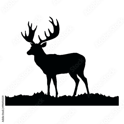 Stag with Antlers Silhouette Vector Illustration photo