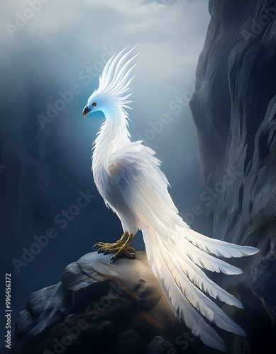 Cinematic white Chinese Loon bird