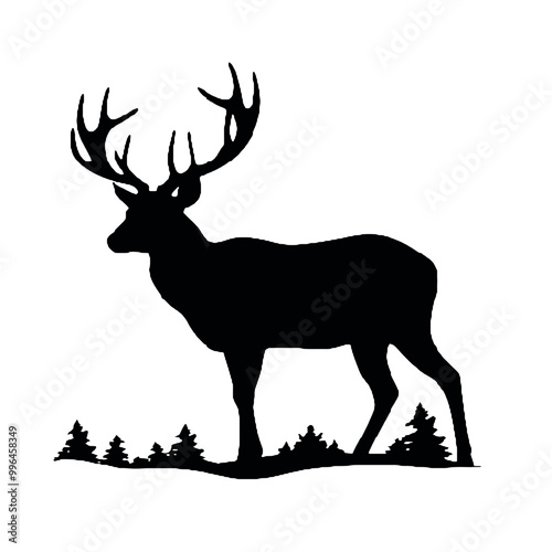 Forest Stag Silhouette Vector Illustration Transparent Background photo