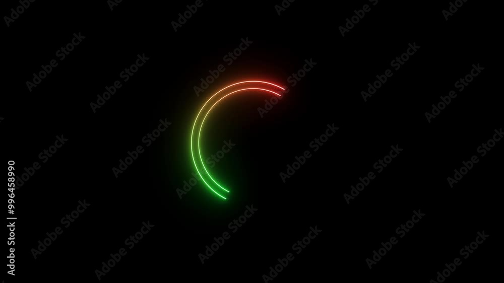 Neon light circle frame loading icon.  repetitive motion animation.