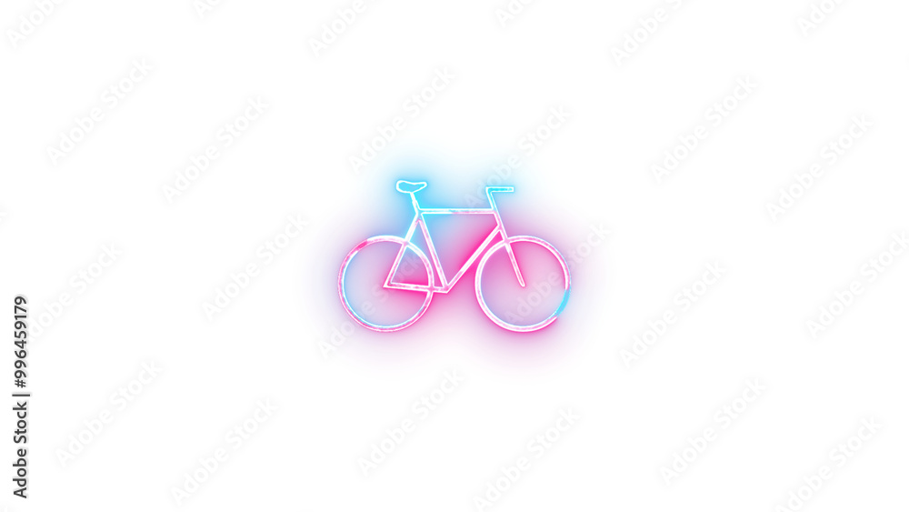 Bicycle symbol icon neon glow on transparent background cyan pink color Bicycle symbol icon neon glow on transparent background cyan pink color