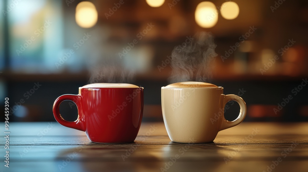 Obraz premium The Coffee Cups with Steam