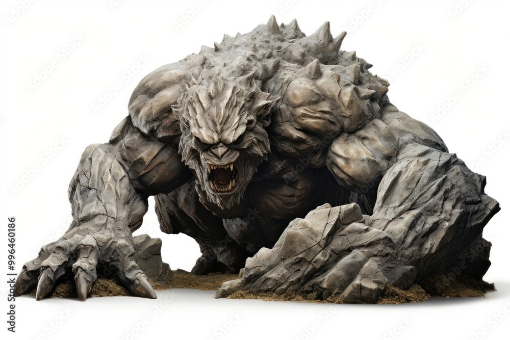 Naklejka premium Stone monster sculpture statue animal.