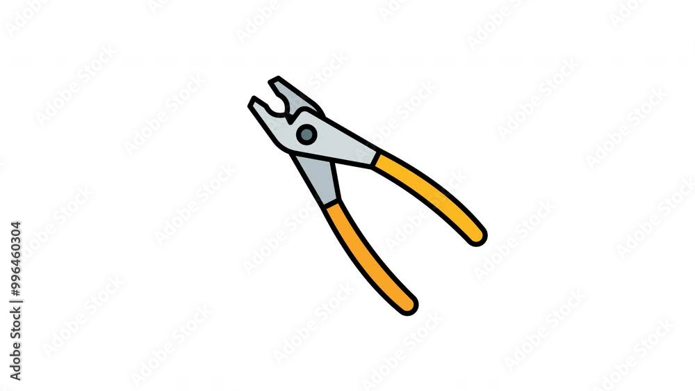 Animated pliers with orange handles and metal jaws, a useful tool for DIY projects and repairs in home or work settings Animated pliers with orange handles and metal jaws, a useful tool for DIY projects and repairs in home or work settings
