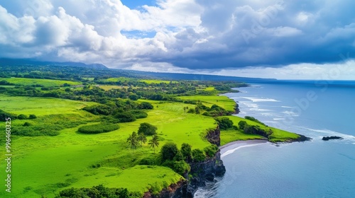 Breathtaking Coastal Landscape with Lush Greenery