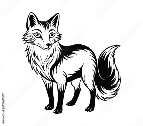 fox silhouette, on white background, isolated, vector