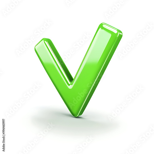 A green approve arrow icon, symbolizing affirmation, positivity, and eco-consciousness, isolated on a clean background. photo