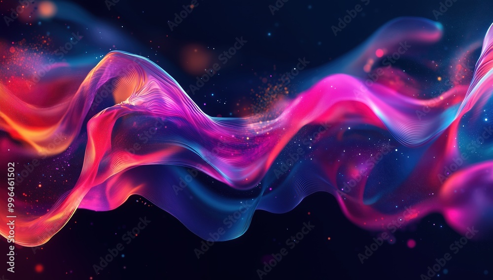 A colorful, swirling line of light and dark colors A colorful, swirling line of light and dark colors