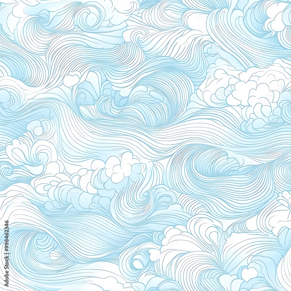 Seamless illustration of swirling waves with delicate lines Seamless illustration of swirling waves with delicate lines