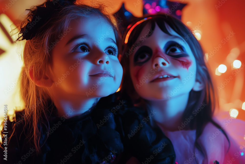 Obraz premium .Children in costumes and makeup holiday happy halloween