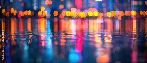 Wallpaper Mural Colorful City Lights Reflected on Water Surface Torontodigital.ca