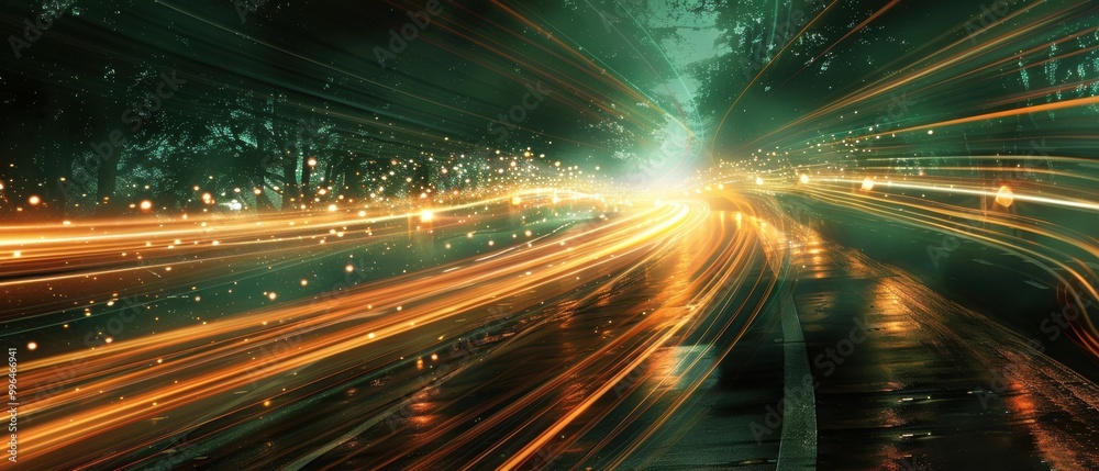 Obraz premium Blurred Night Traffic Lights in Urban Environment