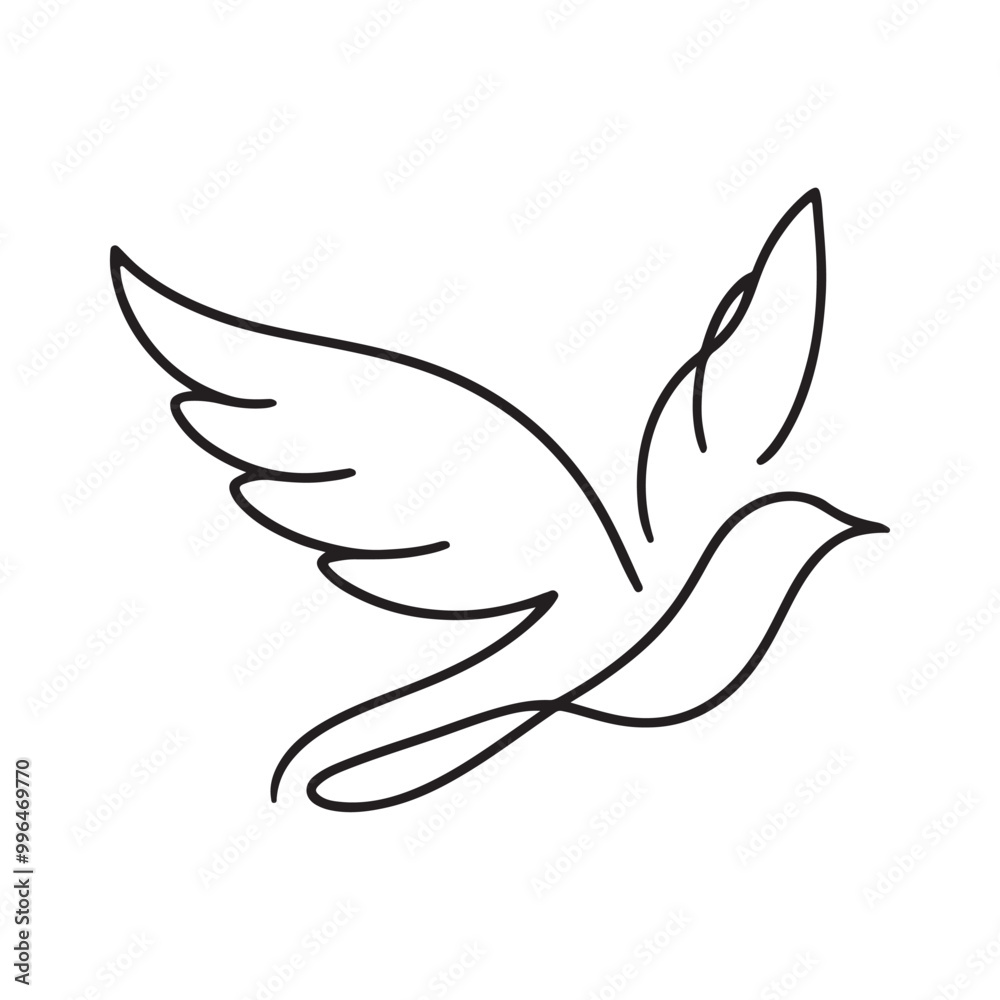 Obraz premium single one line bird silhouette 