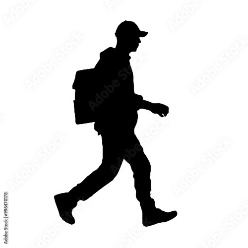 Courier in Action Silhouette Isolated on White Background – Vector Design