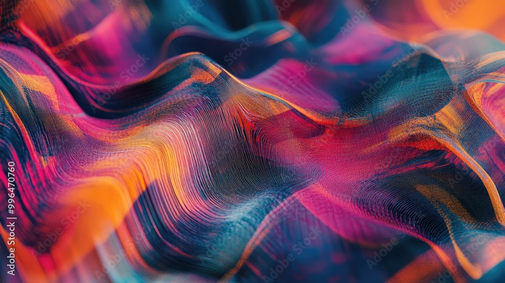 Fototapeta premium Digital abstract pattern with glitch effect, vibrant colors, and distorted lines.