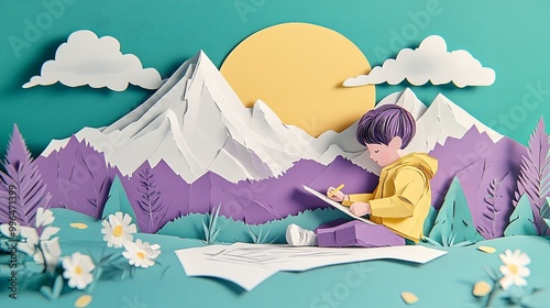 A playful paper art scene f...