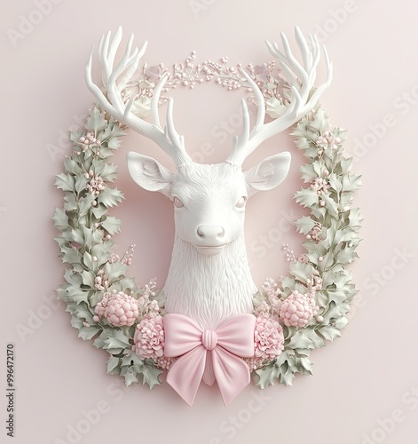 A decorative white deer hea...