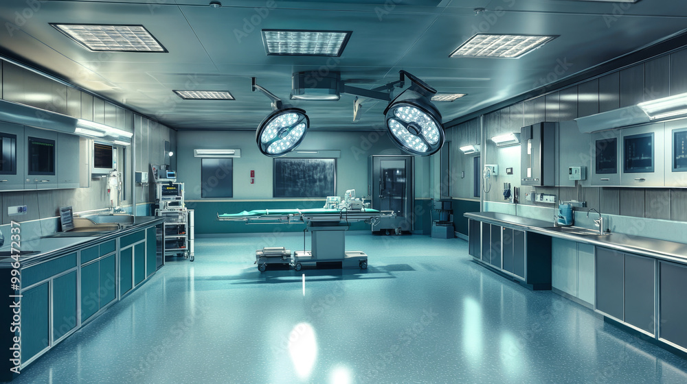 Surgeons and nurses work with state-of-the-art technology in a sleek hospital operating room designed for life-saving procedures and teamwork Surgeons and nurses work with state-of-the-art technology in a sleek hospital operating room designed for life-saving procedures and teamwork