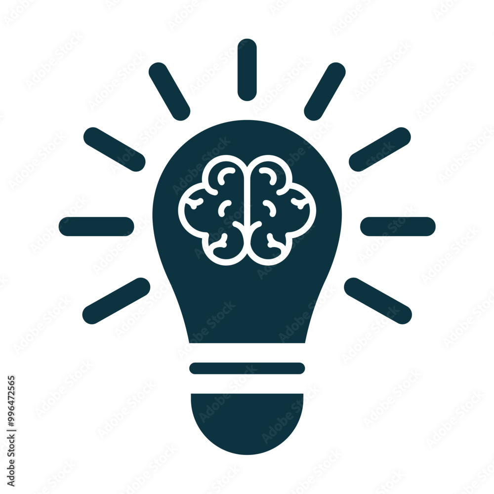 Creative idea icon. Brain in a light bulb vector illustration. simple design style. Thin sign of innovation, solution, education logo. vector design Creative idea icon. Brain in a light bulb vector illustration. simple design style. Thin sign of innovation, solution, education logo. vector design
