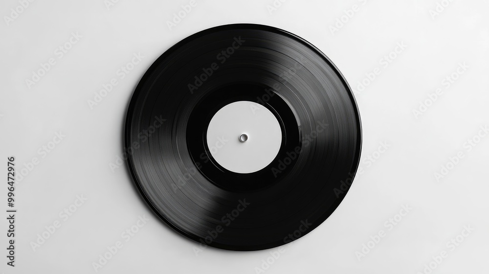 Mockup of a black vinyl record on a white background, a blank canvas for music design presentations. Mockup of a black vinyl record on a white background, a blank canvas for music design presentations.