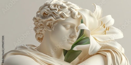 A serene statue of a young ...