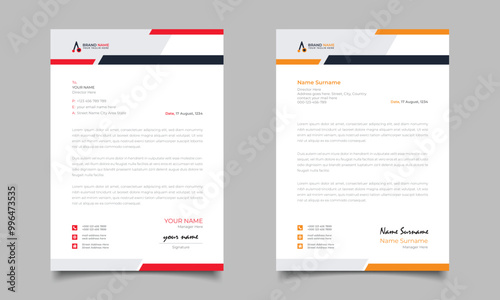 Red And Yellow Modern Business Letterhead Simple Clean Template Design