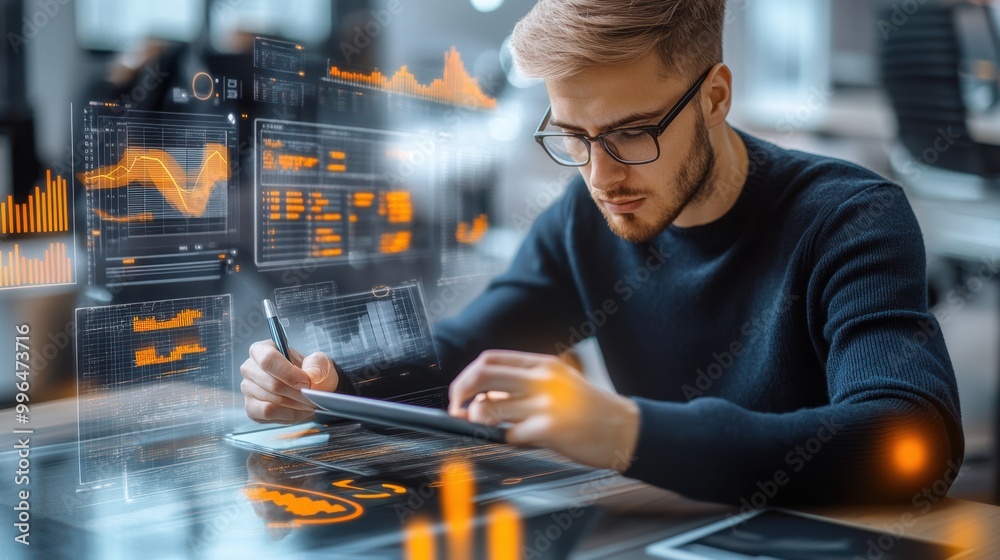The Businessman Analyzing Data The Businessman Analyzing Data