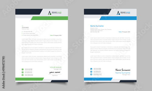 Green And Blue Modern Business Letterhead Simple Clean Template Design