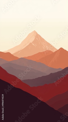 A serene mountain landscape featuring warm, earthy tones that evoke calmness and tranquility in nature's beauty.