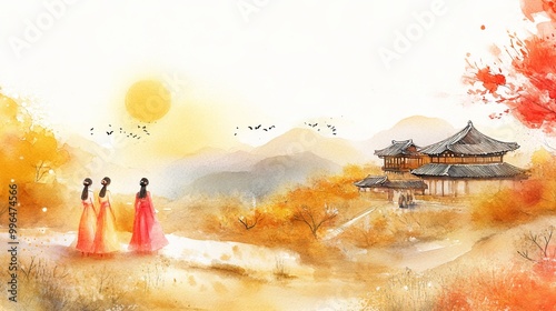 A serene landscape featurin...