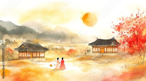 A serene watercolor paintin...