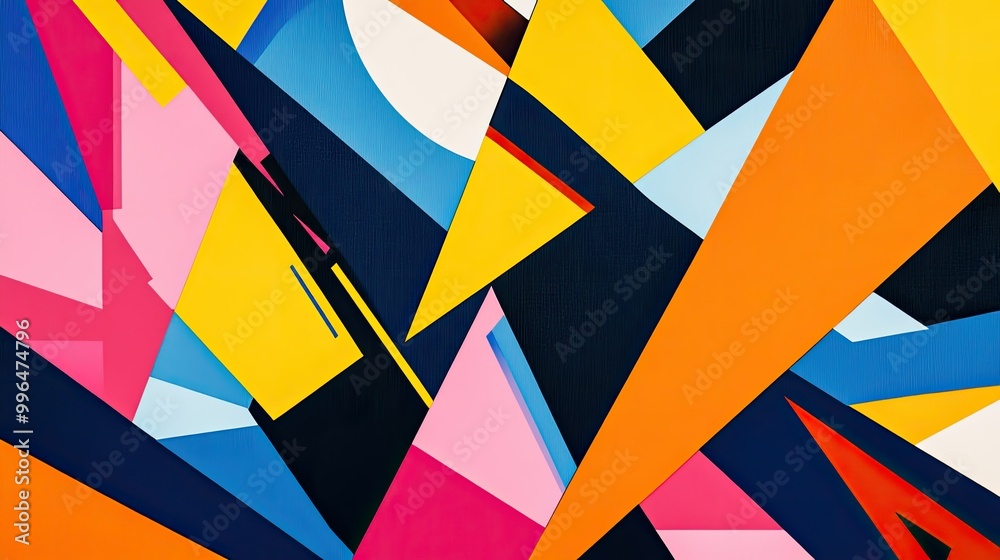 Geometric abstract pattern with sharp angles and bright colors, creating a dynamic and modern design. Geometric abstract pattern with sharp angles and bright colors, creating a dynamic and modern design.