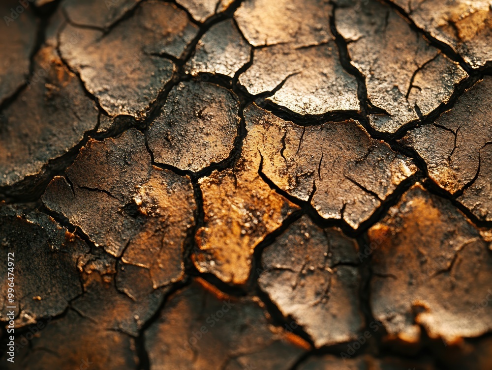 Medium shot of a cracked sun baked mud surface the intricate patterns and rough organic texture evoking a sense of primal elemental power