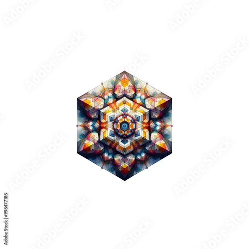 Colorful Geometric Shapes Heptagon PNG