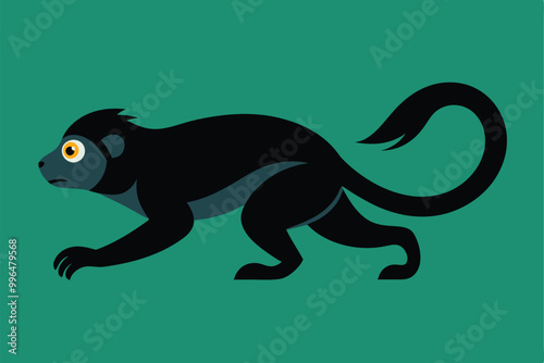 Solid color Marmoset running animal vector design