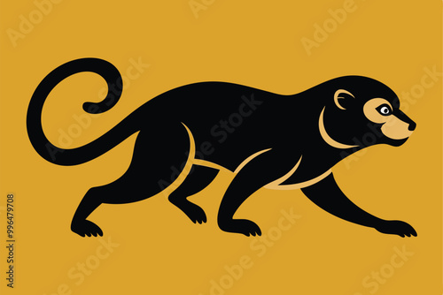 Solid color Marmoset running animal vector design