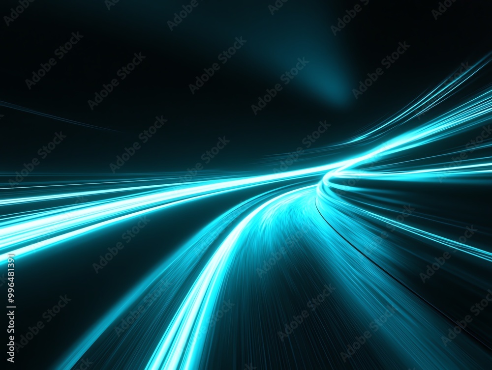 Futuristic blue light trails on a dark background, creating a sense of motion and speed in a digital or sci-fi theme. Futuristic blue light trails on a dark background, creating a sense of motion and speed in a digital or sci-fi theme.