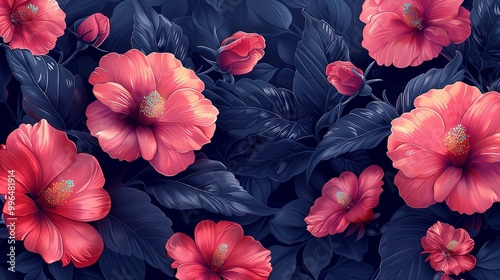 Wallpaper Mural pattern is traditional local fabric design featuring floral and foliage motifs in continuous ikat patterns. the background is beautifully shaded in tones of pink, suitable for fashion. sweet color Torontodigital.ca