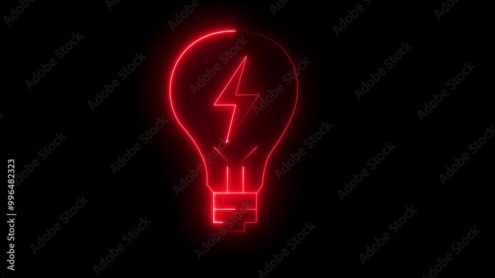Neon electric bulb icon with charging icon animation. Light lamp sign icon on black background. Light lamp icon with shadow on black background. Neon electric bulb icon with charging icon animation. Light lamp sign icon on black background. Light lamp icon with shadow on black background.