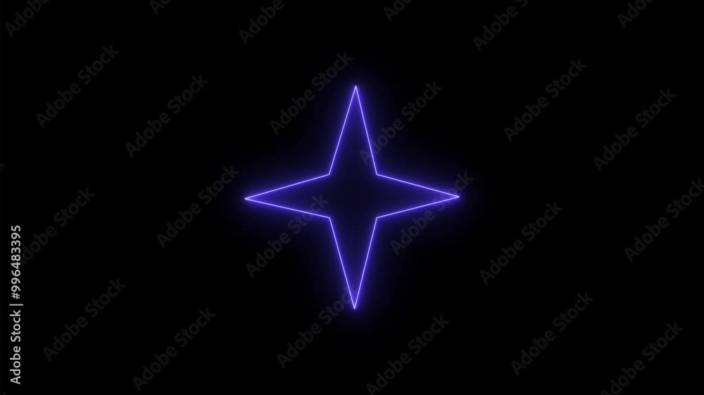 Neon star icon animation, fast color jump. Glowing neon superstar sign concept. Neon star icon animation, fast color jump. Glowing neon superstar sign concept.
