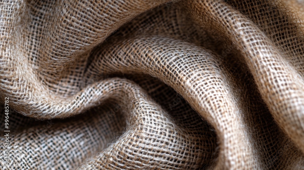 Close up macro image of flowing hessian fabric texture Close up macro image of flowing hessian fabric texture