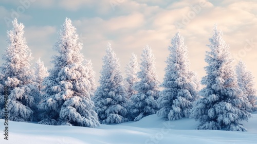 Stunning winter scenery featuring snow covered fir trees