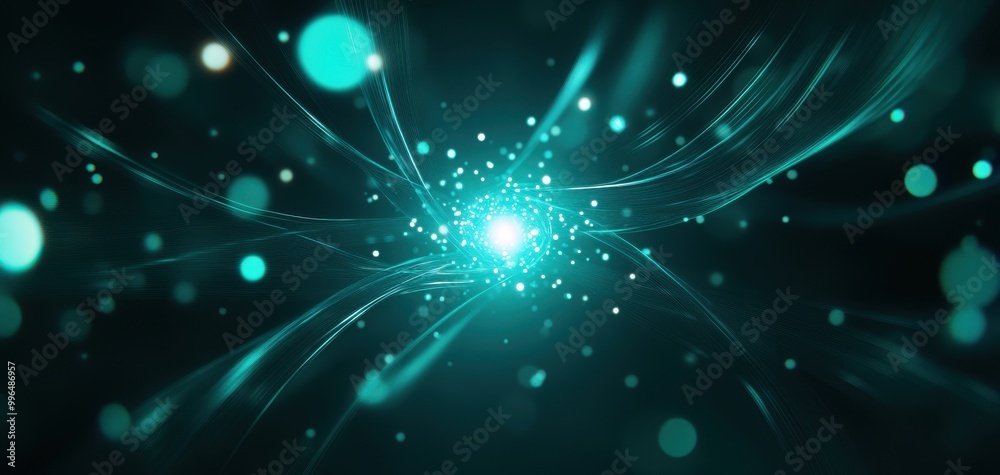 Abstract blue light background with glowing particles and swirling effects. Abstract blue light background with glowing particles and swirling effects.