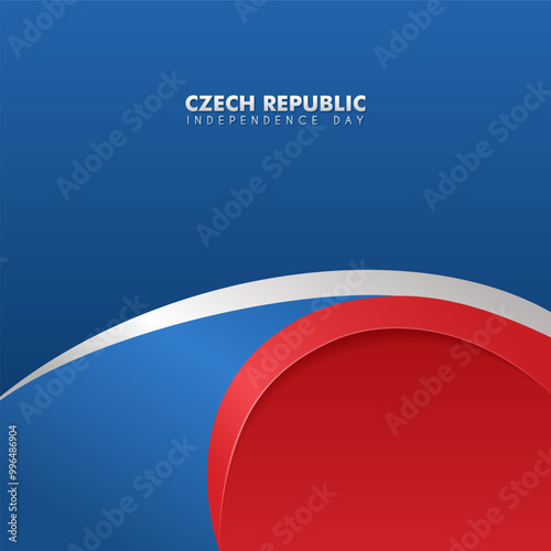 Curved flag ribbon design, Czech Republic Independence Day Poster