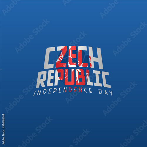 Czech Republic Independence Day, typography design with hand silhouette in the middle