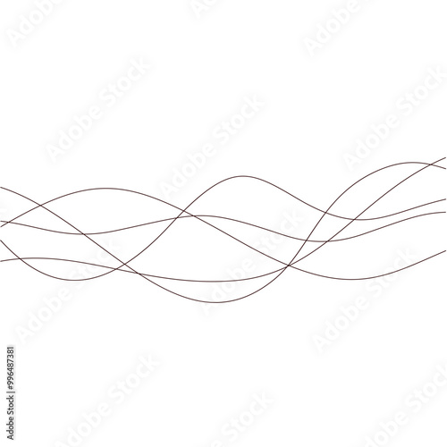 Abstract thin wavy lines. Wavy lines horizontal dividers outline minimalist background. Abstract black line wave curve movement. Vector Illustration.