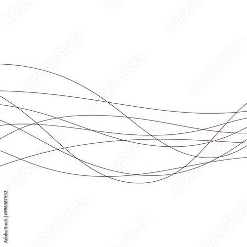 Abstract thin wavy lines. Wavy lines horizontal dividers outline minimalist background. Abstract black line wave curve movement. Vector Illustration.