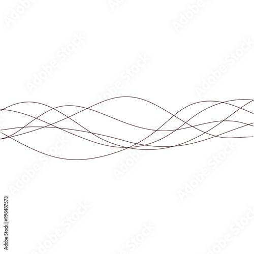 Abstract thin wavy lines. Wavy lines horizontal dividers outline minimalist background. Abstract black line wave curve movement. Vector Illustration.