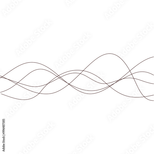 Abstract thin wavy lines. Wavy lines horizontal dividers outline minimalist background. Abstract black line wave curve movement. Vector Illustration.