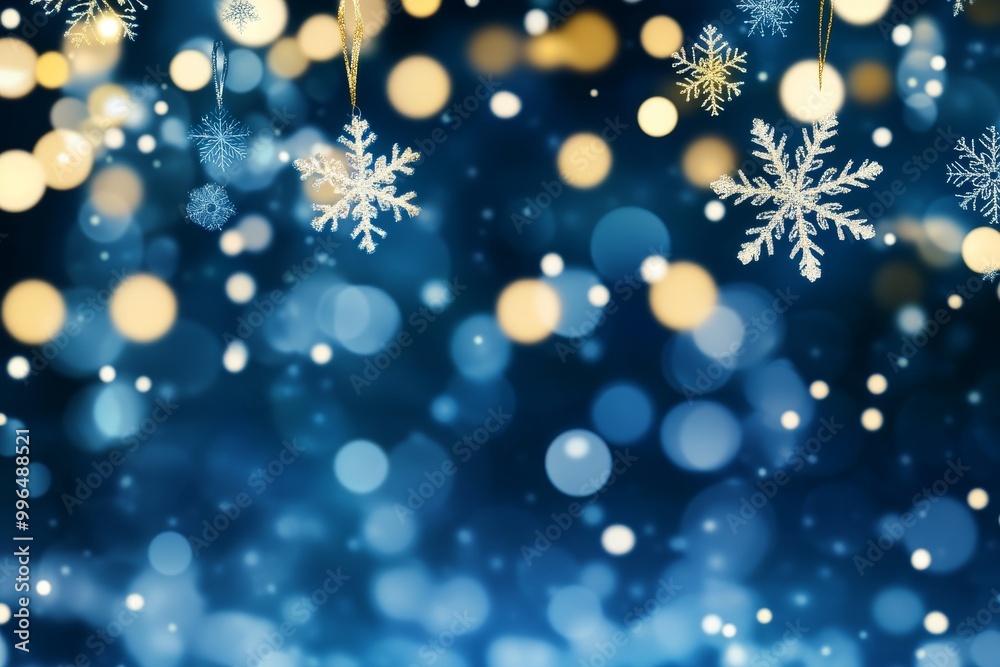 This Christmas background has blank copyspace with snowflakes